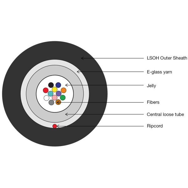 DIGITUS Câble fibres optiques A/I-DQ (ZN)BH 12E9, 100 m