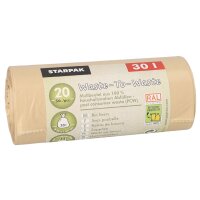 STARPAK Sac poubelle Waste-to-Waste, 30 litres, marron