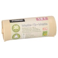 STARPAK Sac poubelle Waste-to-Waste, 30 litres, marron