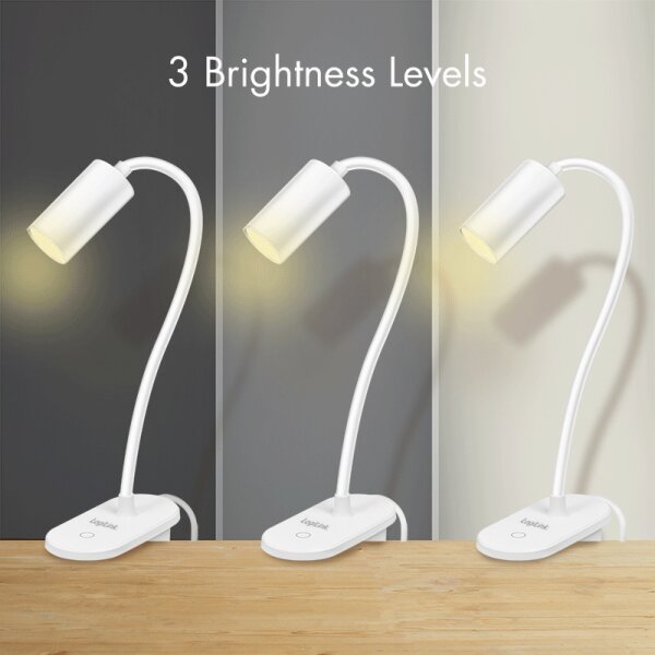 LogiLink Lampe de lecture &agrave; LED avec pince, blanc