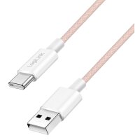 LogiLink Câble USB 2.0, USB-A - USB-C, 0,5 m, rose