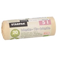 STARPAK Sac poubelle Waste-to-Waste, 5 litres, marron