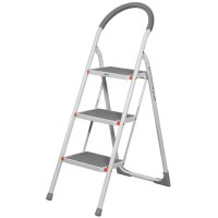 Bradas Stahl-Klappleiter, 3 Stufen, weiss grau