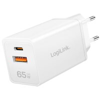 LogiLink Chargeur secteur USB, 1x USB-A, 1x USB-C, 65 W