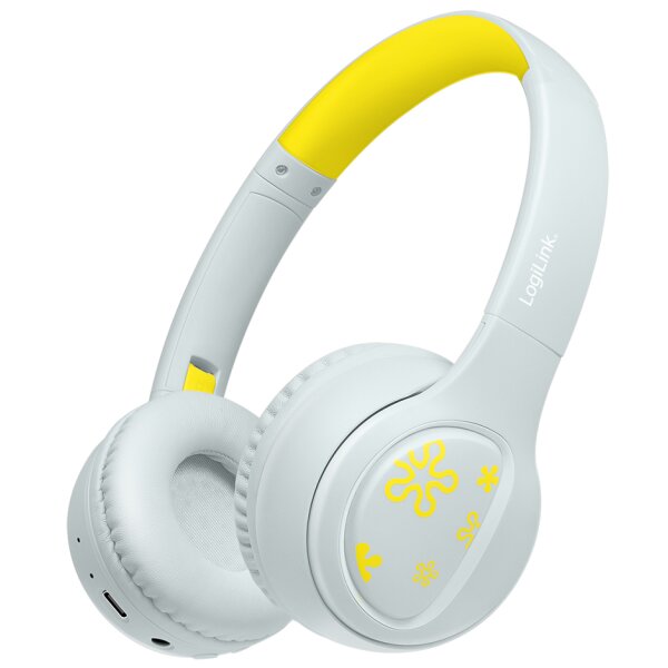 LogiLink BT 5.4 Kinder-Headset MUSIC BUDDIES, hellblau gelb