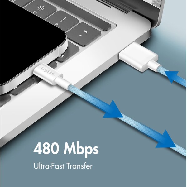 LogiLink USB 2.0 Kabel, USB-A - USB-C Stecker, 1,5 m, weiss