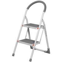 Bradas Stahl-Klappleiter, 2 Stufen, weiss grau