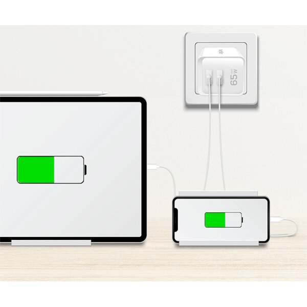 LogiLink Chargeur secteur USB, 2x USB-C PD, 65 W, blanc