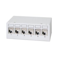 LogiLink Panneau de brassage cat.6A, 6 ports, gris clair
