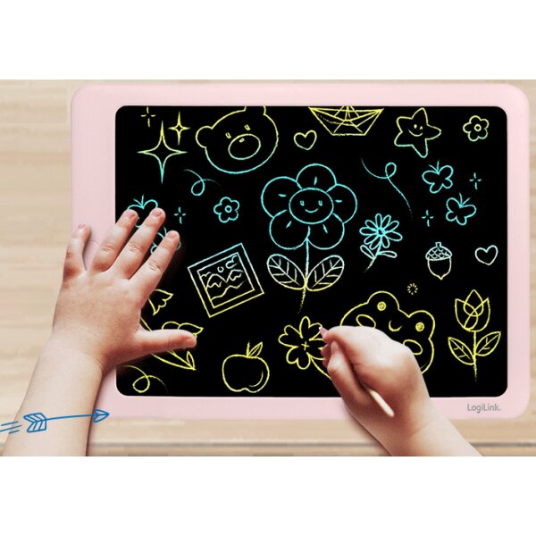 LogiLink Ardoise LCD pour enfants, 14 pouces, rose