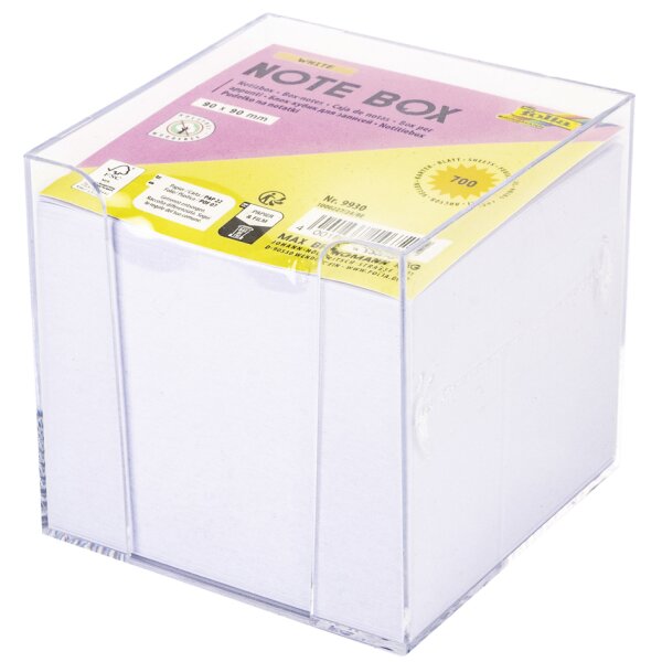 folia Zettelbox, Kunststoff, 90 x 90 mm, glasklar farbig