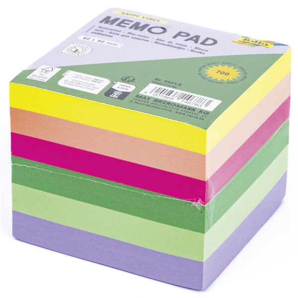 folia Zettelboxeinlagen, 90 x 90 mm, 700 Blatt, farbig