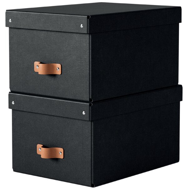 LEITZ Boîte de rangement Puro, carton, 17 L, set de 2, noir