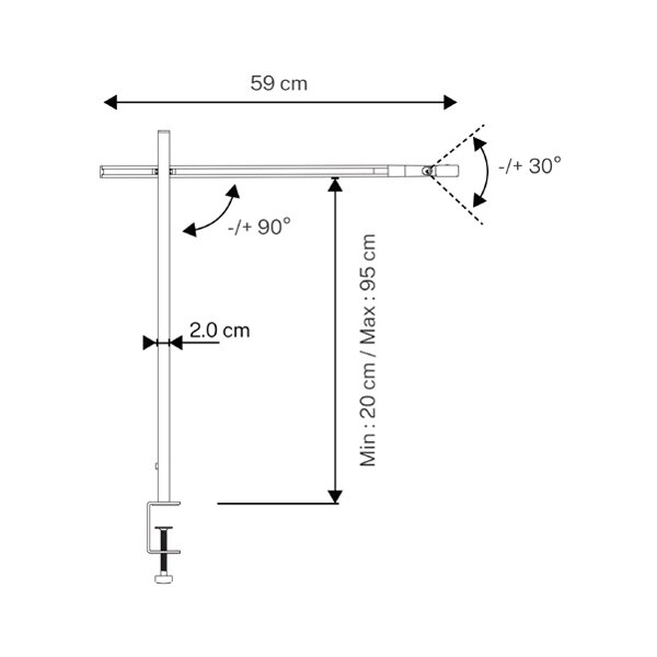 UNiLUX LED-Tischleuchte ELITE LUMINO, Klemmfuss, schwarz
