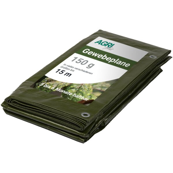 AGRIplus Bâche toile avec oeillets, 10 x 15 m, 150 g, vert