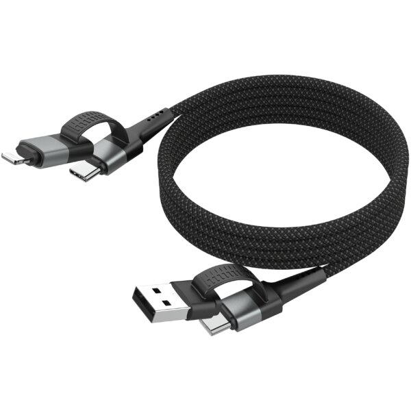 ANSMANN C&acirc;ble magn&eacute;tique charge et donn&eacute;es 4en1, 1,2 m, noir