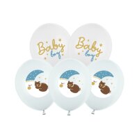 PARTYDECO Ballons 30cm SB14P3380006 Baby Boy, blau 6...
