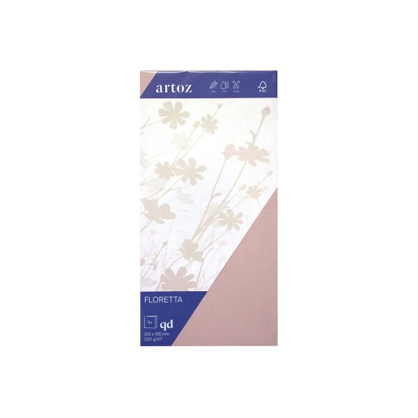 ARTOZ Karten 1001 310x155mm 15845226-281 200g, light rose 5 Blatt