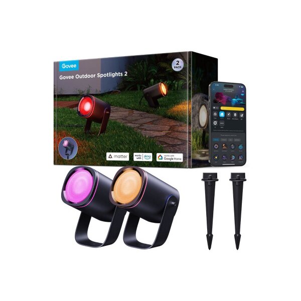 GOVEE Outdoor Spotlights 2 2 pcs. H7093311 noir, Matter