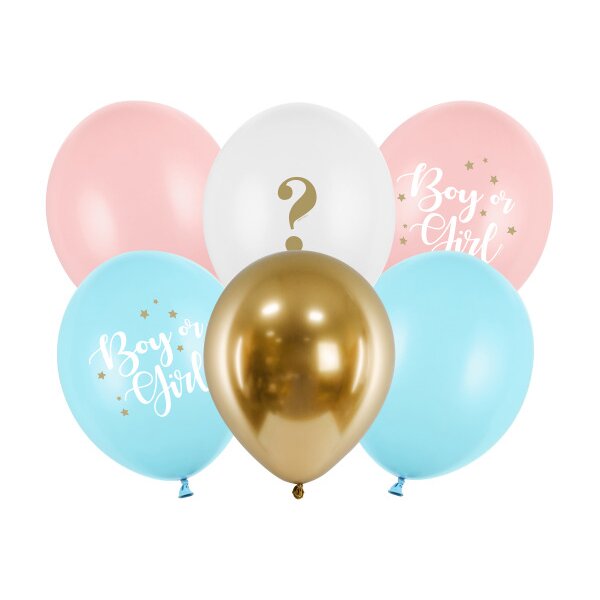 PARTYDECO Ballons 30cm SB14P3080006 Boy or Girl 6 pi&egrave;ces
