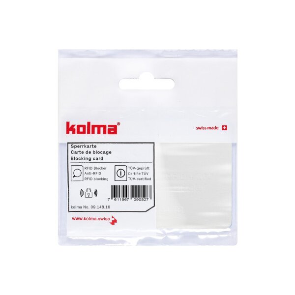 KOLMA Carte de blocage RFID 09.148.16 blanc 85x55mm
