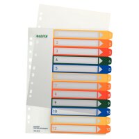 LEITZ Kunststoff-Register, Zahlen, A4 Überbreite,...