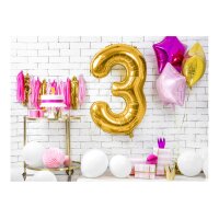 PARTYDECO Ballon en plastique no. 3 86cm FB1M-3-019 or