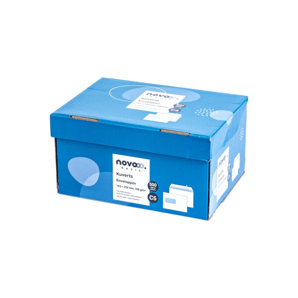 NOVOOO Enveloppe a/fen&ecirc;tre gauche C5 731519 100g, blanc 500 pi&egrave;ces