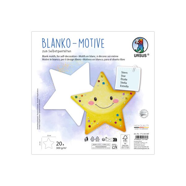 URSUS Blanko Motive 23x23cm 17120006F Stern 20 Blatt