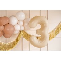 PARTYDECO Folienballon Ziffer 3 72cm FB230P-3-013 beige