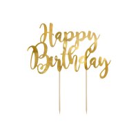 PARTYDECO Caketopper 22.5cm KPT11-019M Happy Birthday gold