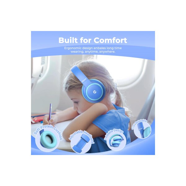 ICLEVER Active Noise Cancel Headphones C17-2083N-02 BTH26, BT, 60h, blue