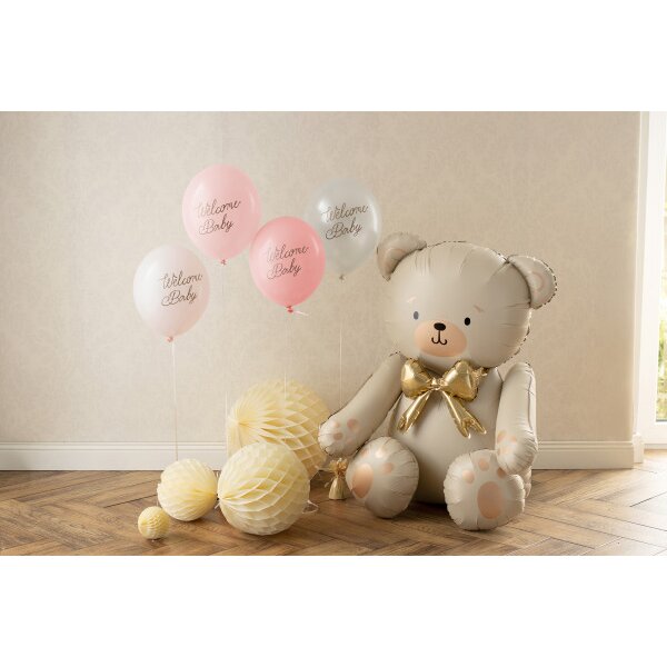 PARTYDECO Ballons 30cm SB14P3420816 Welcome Baby, rose 6 pi&egrave;ces