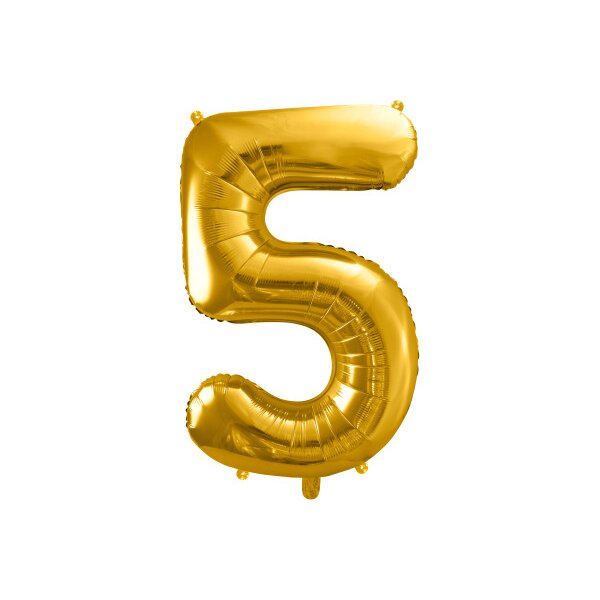 PARTYDECO Ballon en plastique no. 5 86cm FB1M-5-019 or
