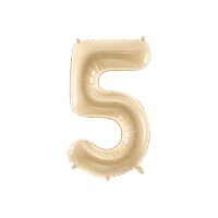 PARTYDECO Folienballon Ziffer 5 72cm FB230P-5-013 beige