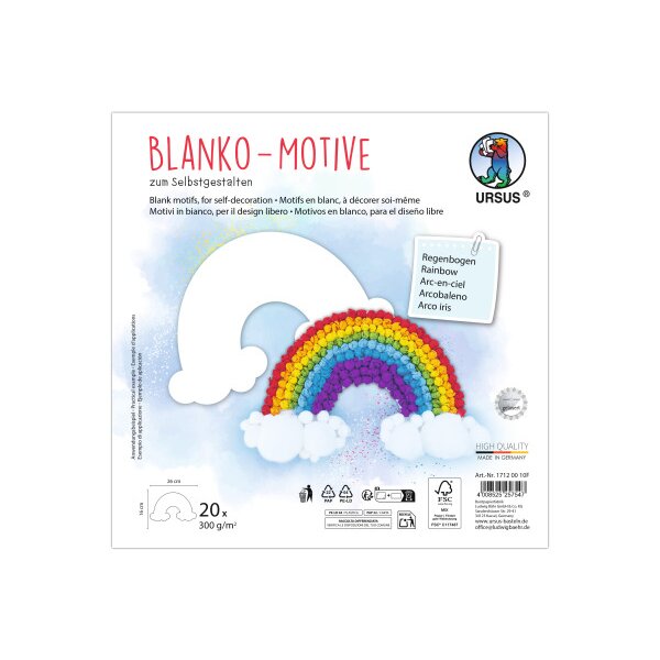 URSUS Blanko Motive 23x23cm 17120010F Regenbogen 20 Blatt