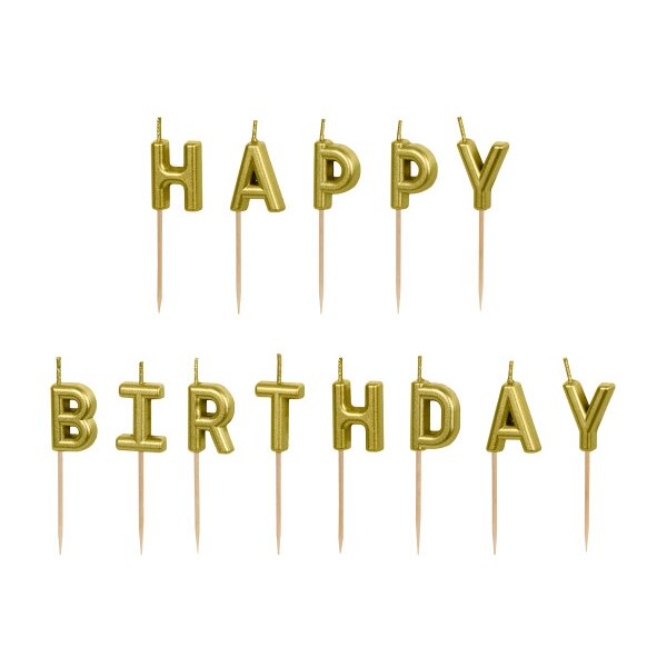 PARTYDECO Kerzen Happy Birthday SCS-13-019 gold