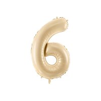 PARTYDECO Folienballon Ziffer 6 72cm FB230P-6-013 beige