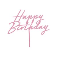 PARTYDECO Caketopper 16.5cm KPT79-081J Happy Birthday rosa