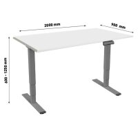 CONTINI Table de bureau 200x90cm 101208 gris/gris, ET225E
