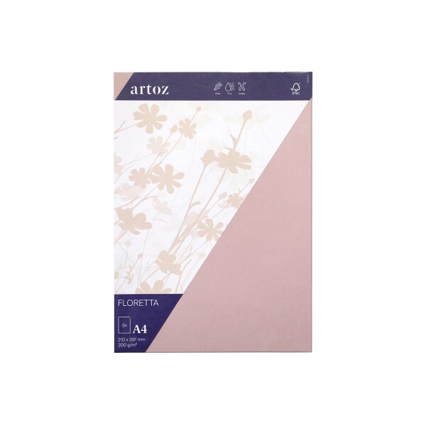 ARTOZ Karten 1001 A4 15869614-281 200g, light rose 5 Blatt