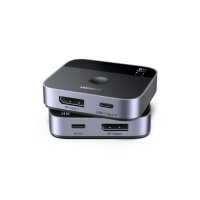 UGREEN Switch 2 In 1 Out 65878 DisplayPort+USB-C, Grey,BB