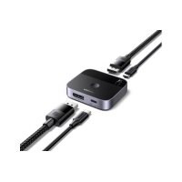 UGREEN Switch 2 In 1 Out 65878 DisplayPort+USB-C, Grey,BB
