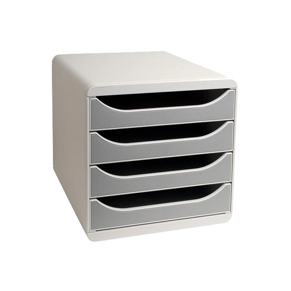 EXACOMPTA Schubladenbox BIG-BOX, 4 Schübe, lichtgrau