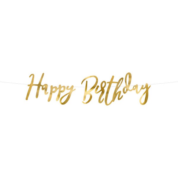 PARTYDECO Girlande Happy Birthday 62cm GRL75-019M gold
