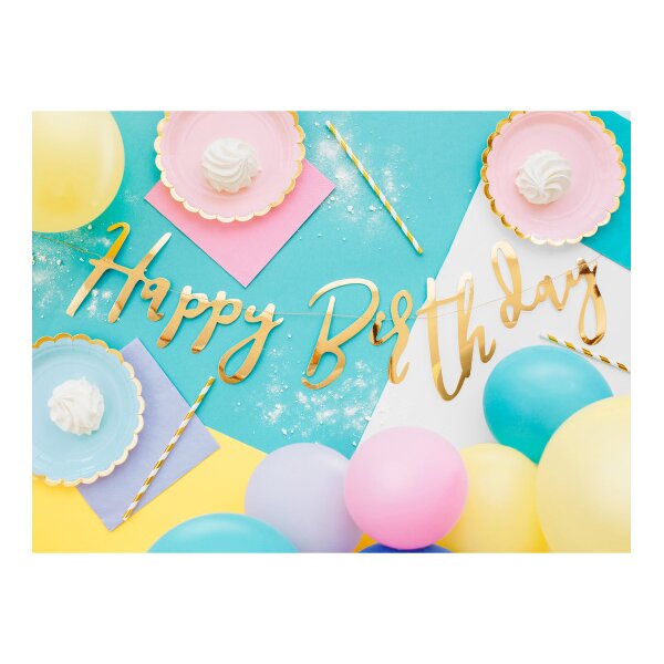 PARTYDECO Girlande Happy Birthday 62cm GRL75-019M gold
