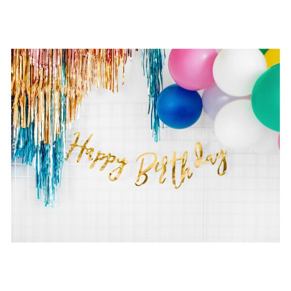 PARTYDECO Girlande Happy Birthday 62cm GRL75-019M gold