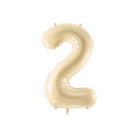 PARTYDECO Folienballon Ziffer 2 72cm FB230P-2-013 beige
