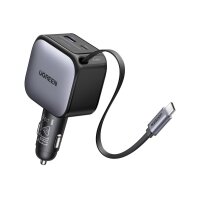 UGREEN Fast Car Charger 2-Port 60W 55212B Retractable Cable