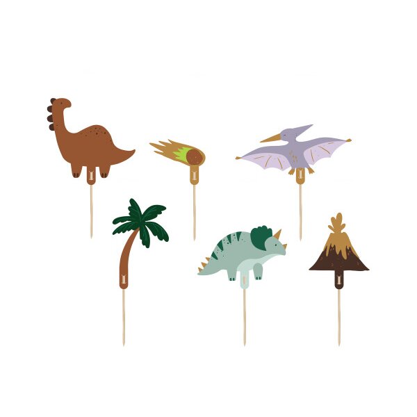 PARTYDECO Caketopper 12cm KPT71 Dinosaures 6 pi&egrave;ces